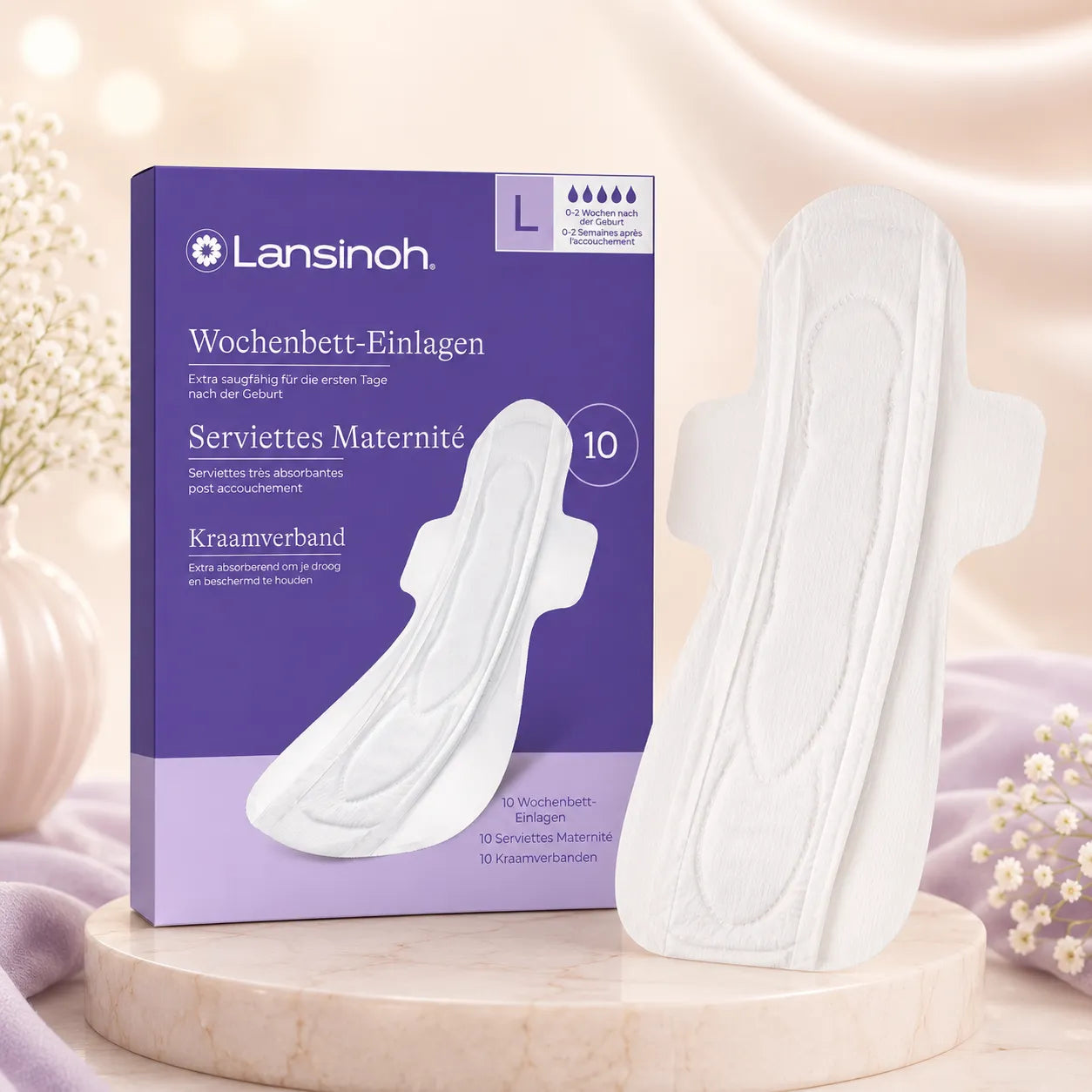 Lansinoh Serviettes Post-Partum Extra-Absorbantes - Taille L 0-2 semaines