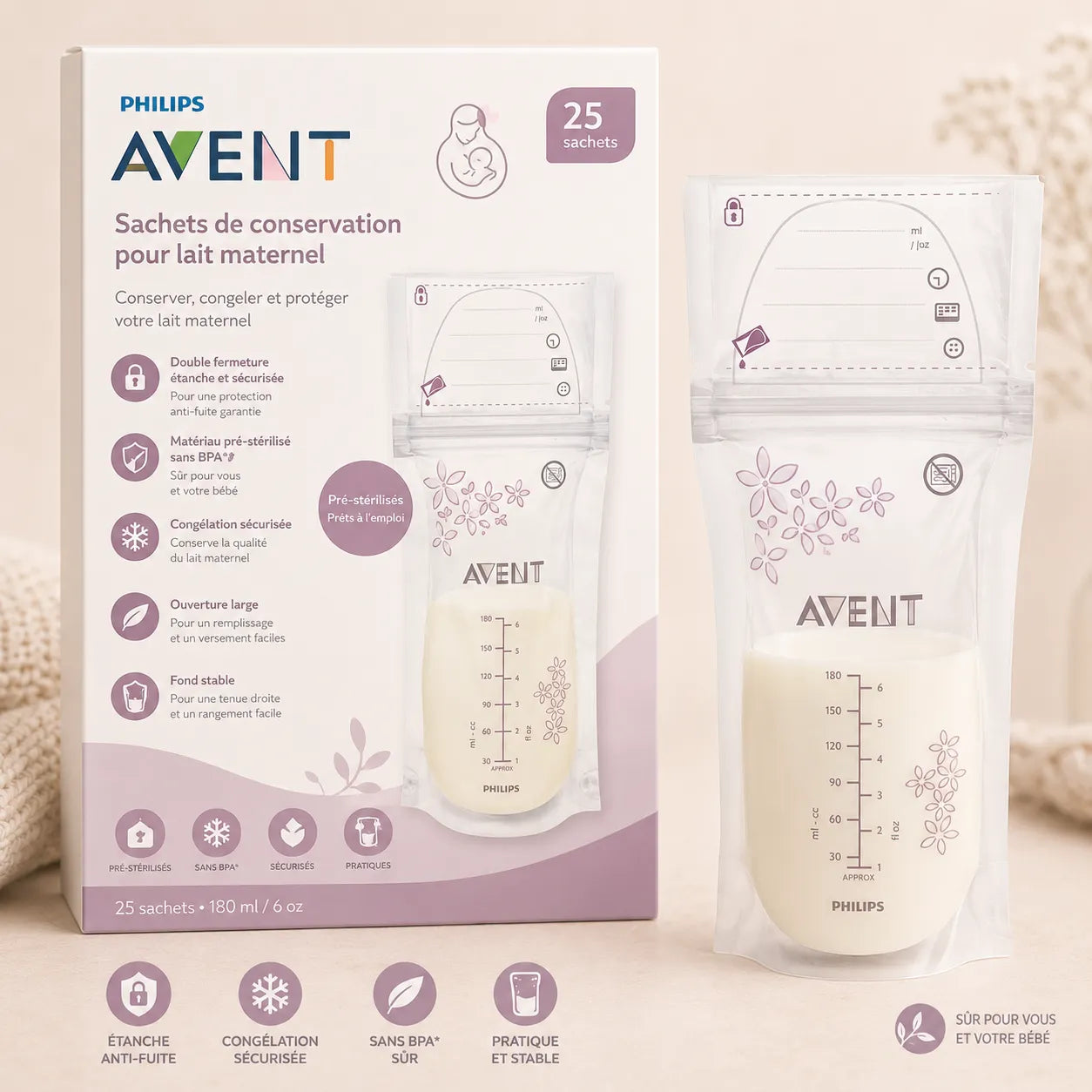 Avent Sachets de Conservation du Lait Maternel