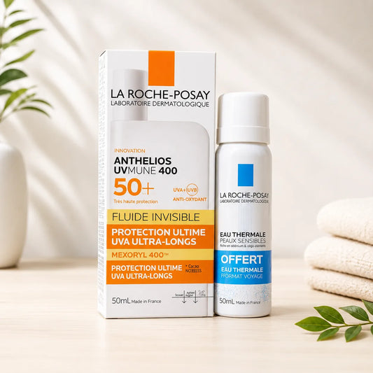 Back La Roche-Posay Anthelios UVmune 400 Fluide Invisible SPF50+ + Eau Thermale