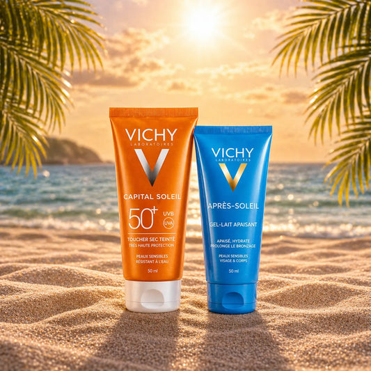 Pack Vichy Capital Soleil Toucher Sec Teintée SPF 50+ + Après-Soleil